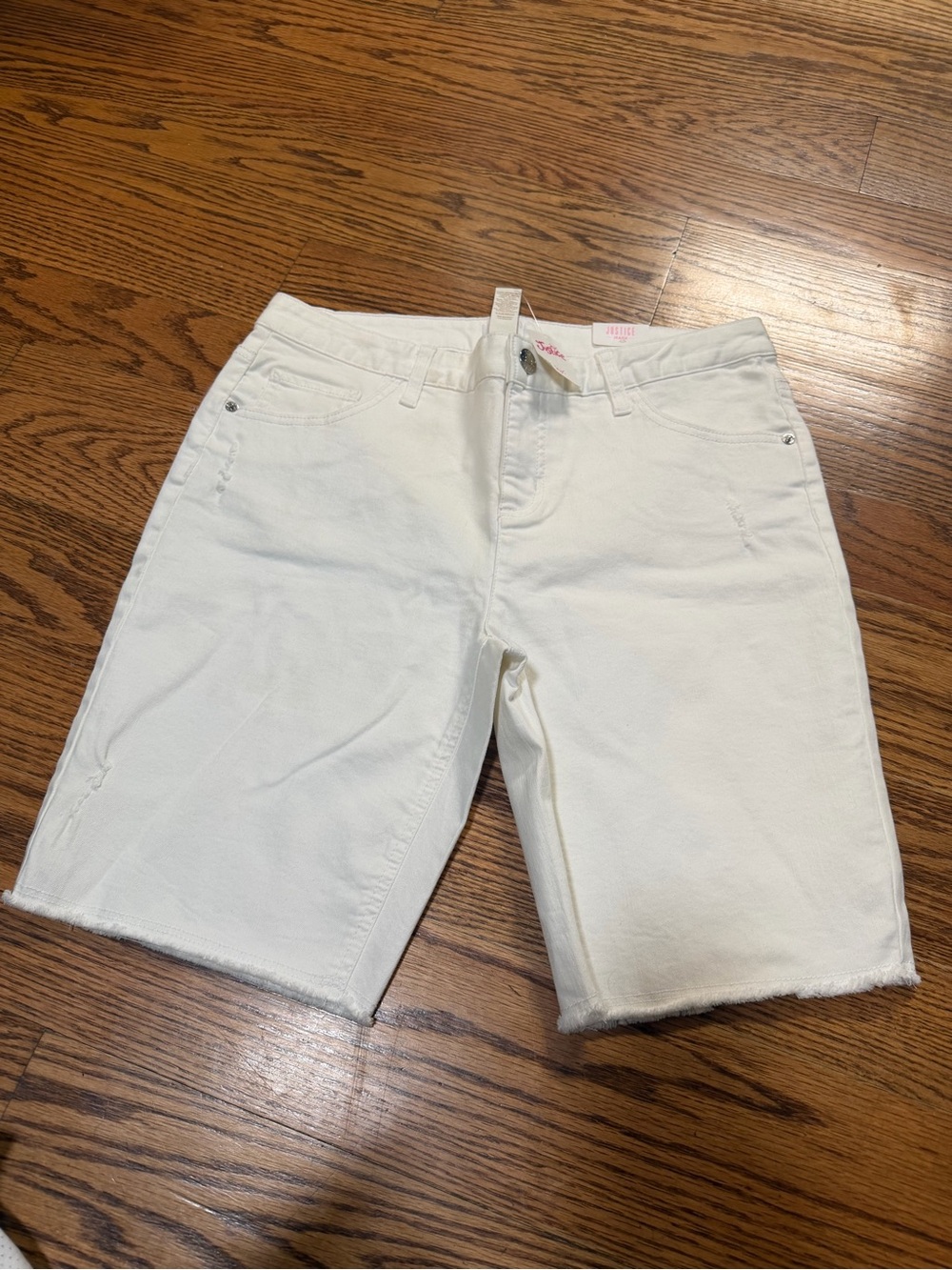 Justice White Denim Bermuda Shorts